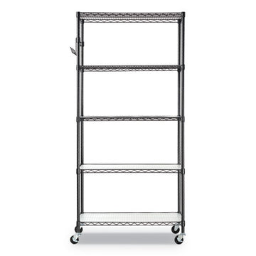 Alera® 5-shelf Wire Shelving Kit With Casters And Shelf Liners, 36w X 18d X 72h, Black Anthracite freeshipping - TVN Wholesale